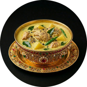 Chicken mappas in golden bowl