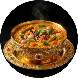 Sambar in golden bowl