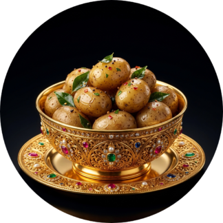 Boiled Chinese potato in golden bowl
