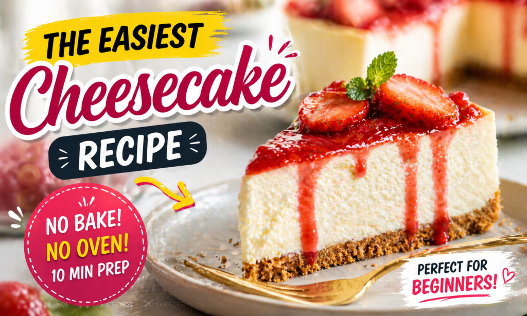 easy no bake cheesecake recipe for beginners with creamy texture