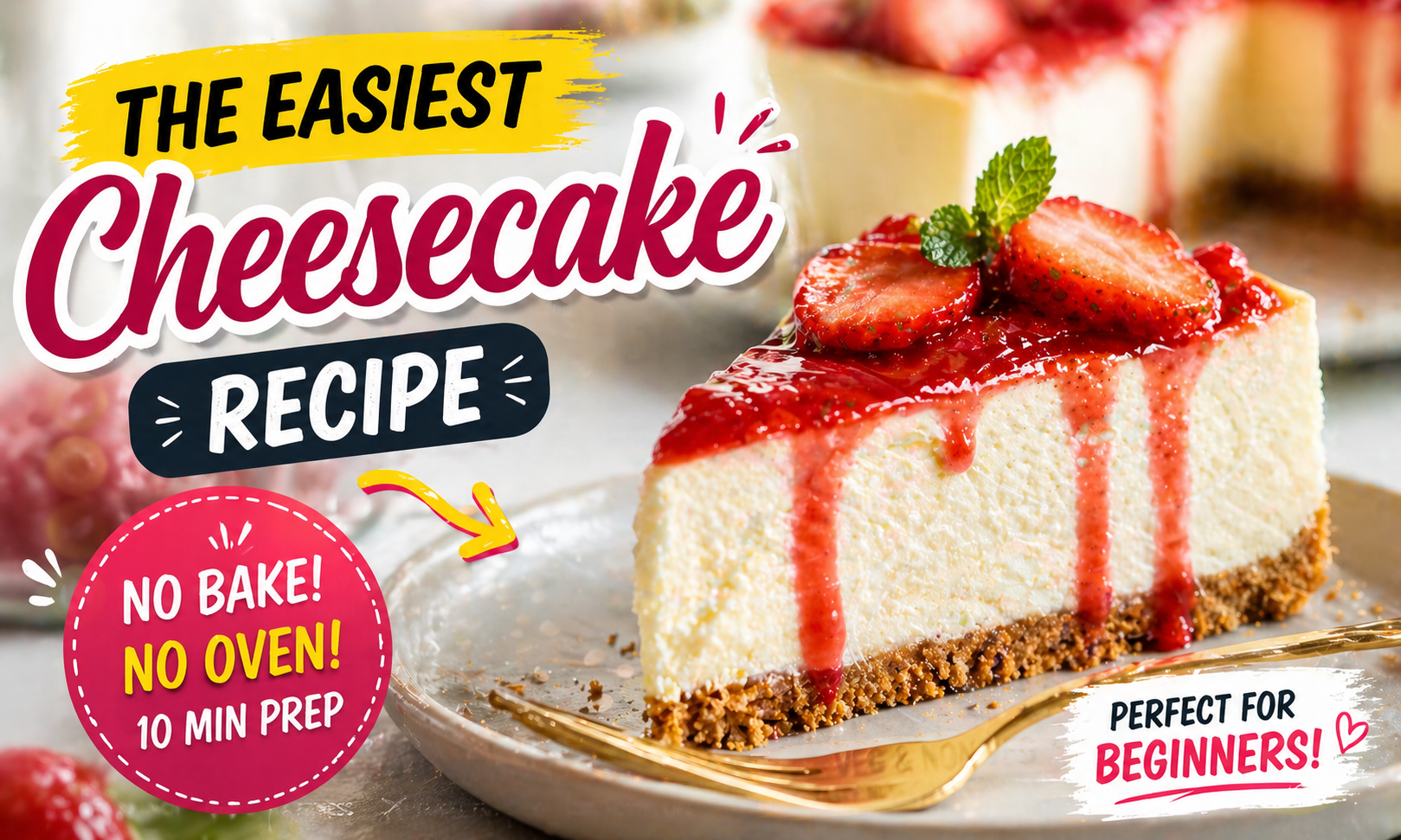 easy no bake cheesecake recipe for beginners with creamy texture