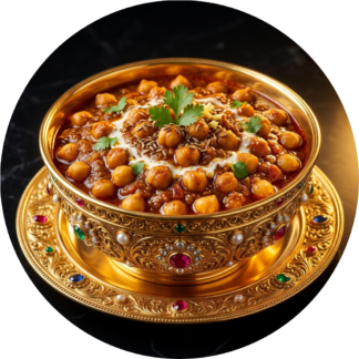 Chana masala in golden bowl