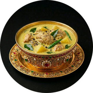 Chicken mappas in golden bowl