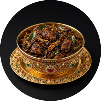 Chicken piralan in golden bowl