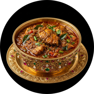 Fish masala in golden bowl