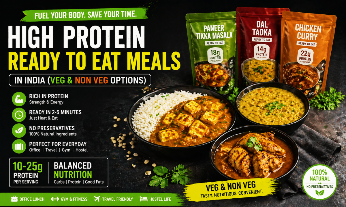high protein ready to eat meals in India with veg paneer and non veg chicken options