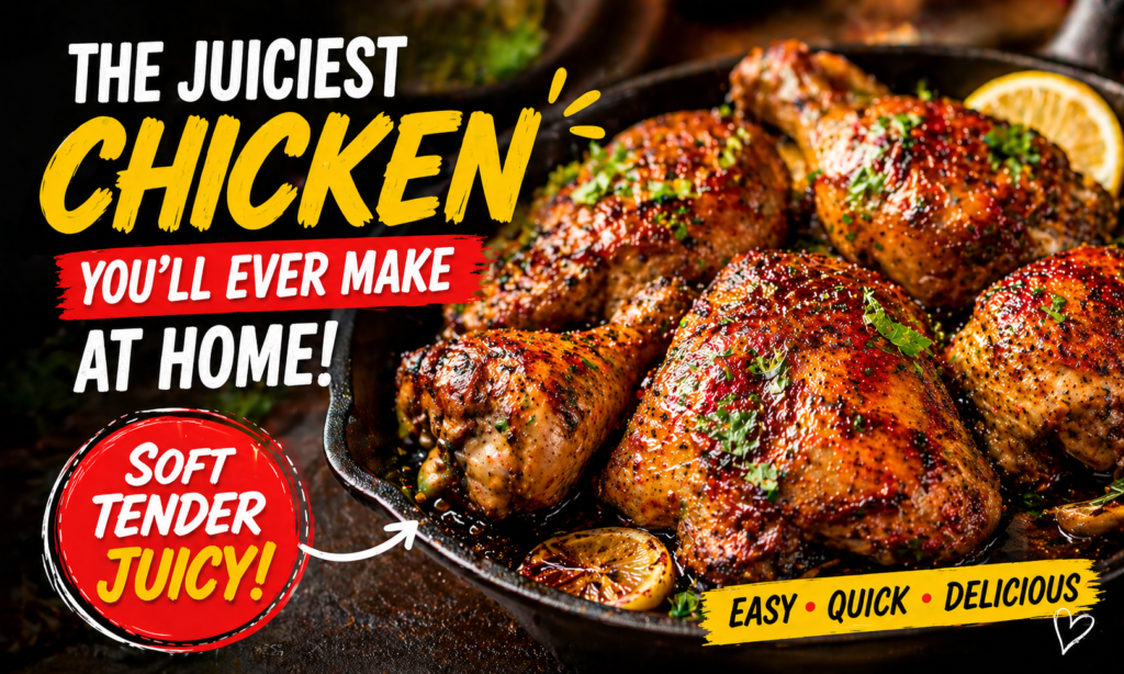 juicy and tender chicken recipe cooked at home with spices