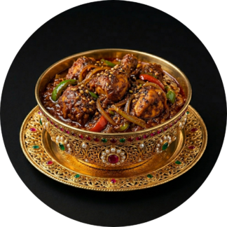 Kadai chicken in golden bowl