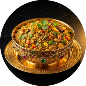 Masala rice in golden bowl