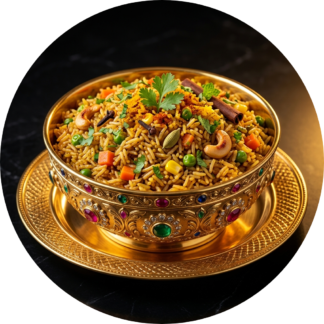 Masala rice in golden bowl