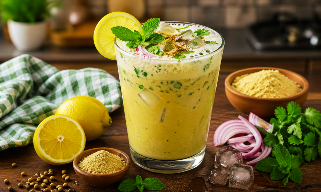 sattu drink with mint leaves chilled summer beverage