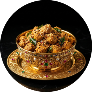 Soya coconut fry in golden bowl
