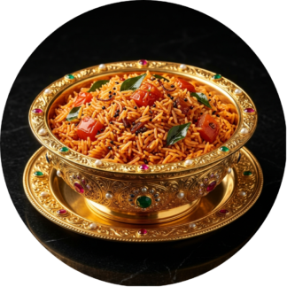 Tomato rice in golden bowl