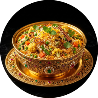 Veg biryani in golden bowl