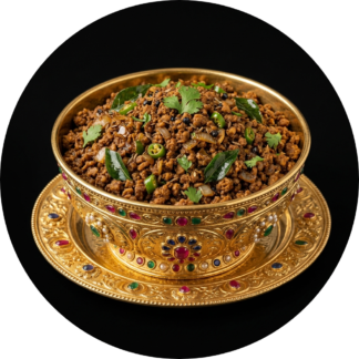 Soya keema fry in golden bowl