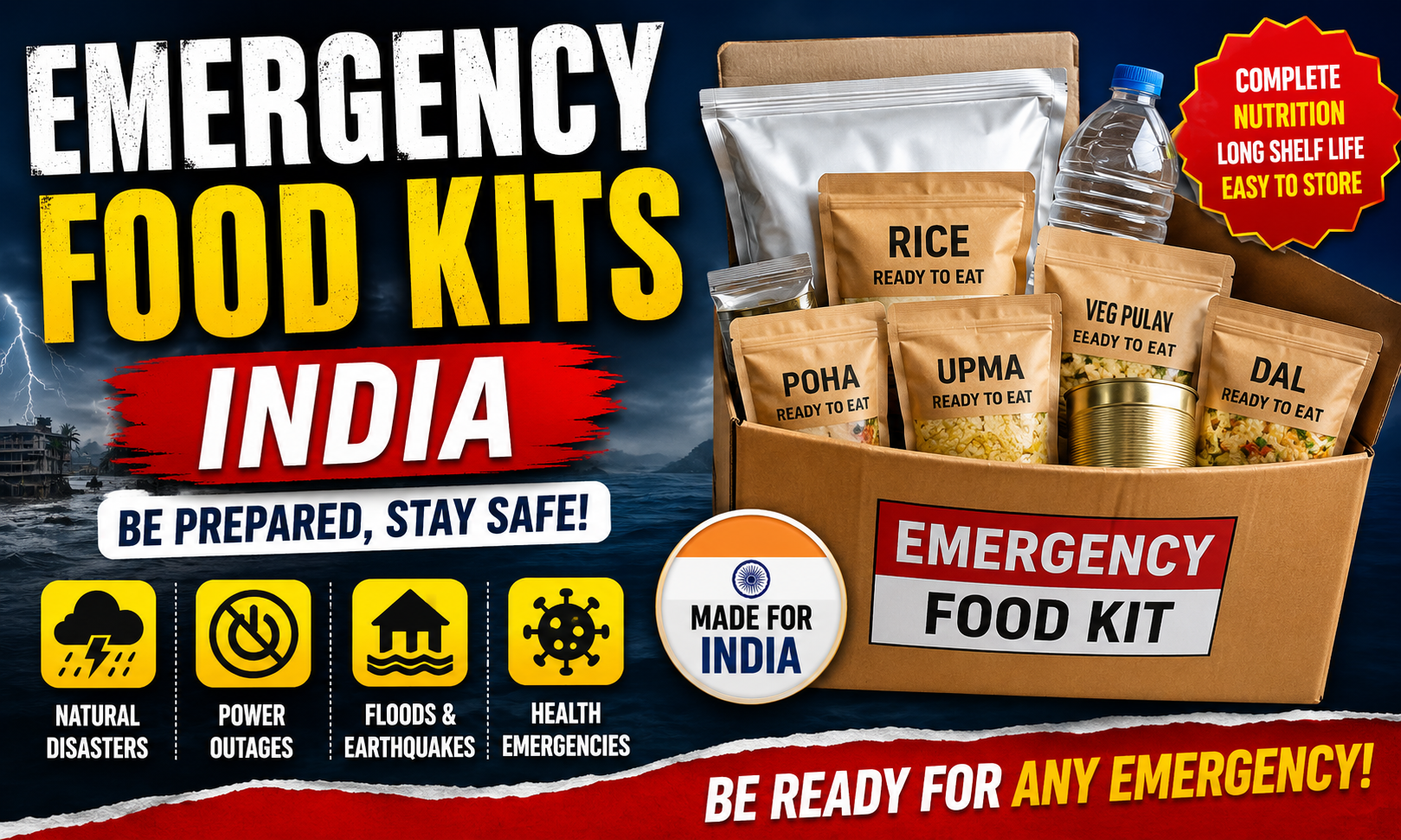 Emergency food kits India with ready to eat meals and survival food packs for emergencies