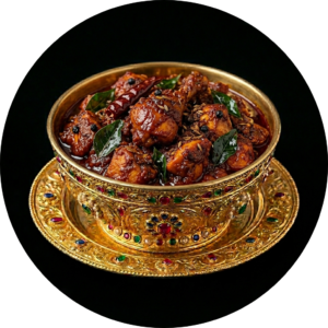 Chicken ghee roast in golden bowl