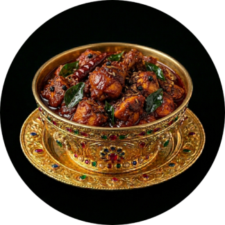 Chicken ghee roast in golden bowl